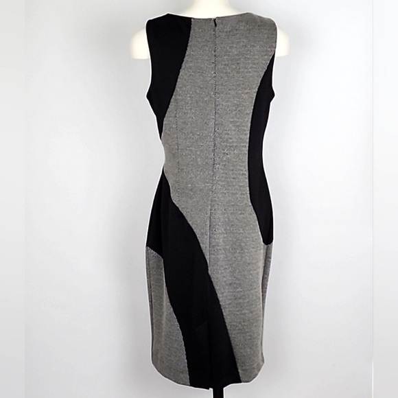 Cleo Sleeveless Dress Black Grey Boat Neckline Knee Length Fitted Size 10 - Picture 2 of 12